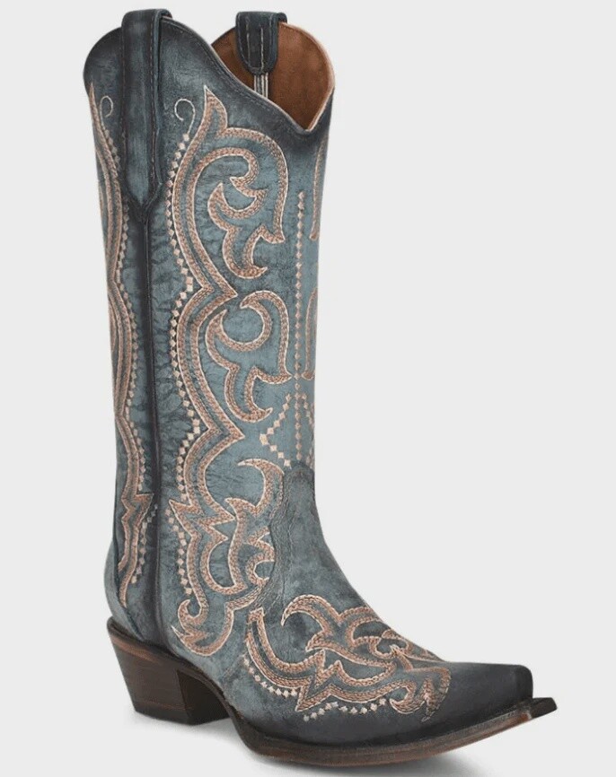 L5869 WOMEN&#39;S CIRCLE G  BLUE JEAN SNIP-TOE BOOT