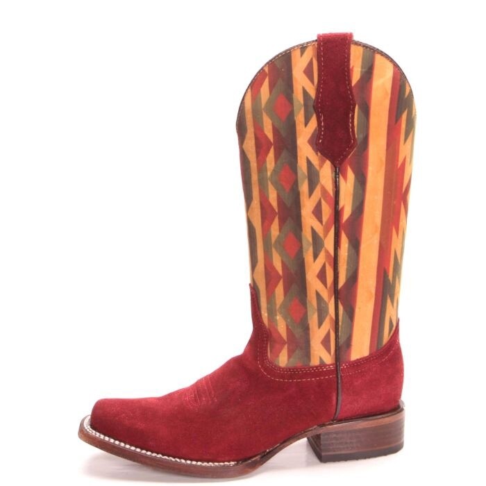 L5725 WOMEN'S CIRCLE G WINE EMBROIDERY SQUARE TOE