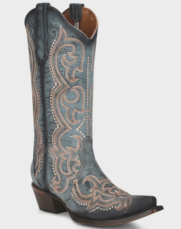 L5869 WOMEN&#39;S CIRCLE G  BLUE JEAN SNIP-TOE BOOT