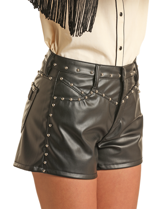 BW68D02257 WOMEN&#39;S ROCK &amp; ROLL BLACK STUDDED SHORTS