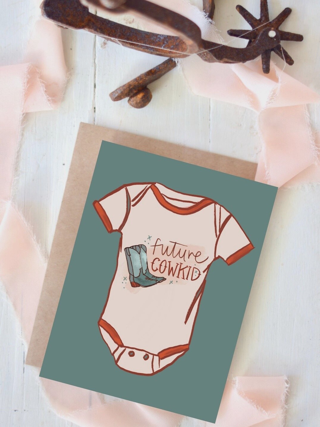 &quot;FUTURE COWKID&quot; BABY SHOWER WESTERN GREETING CARD