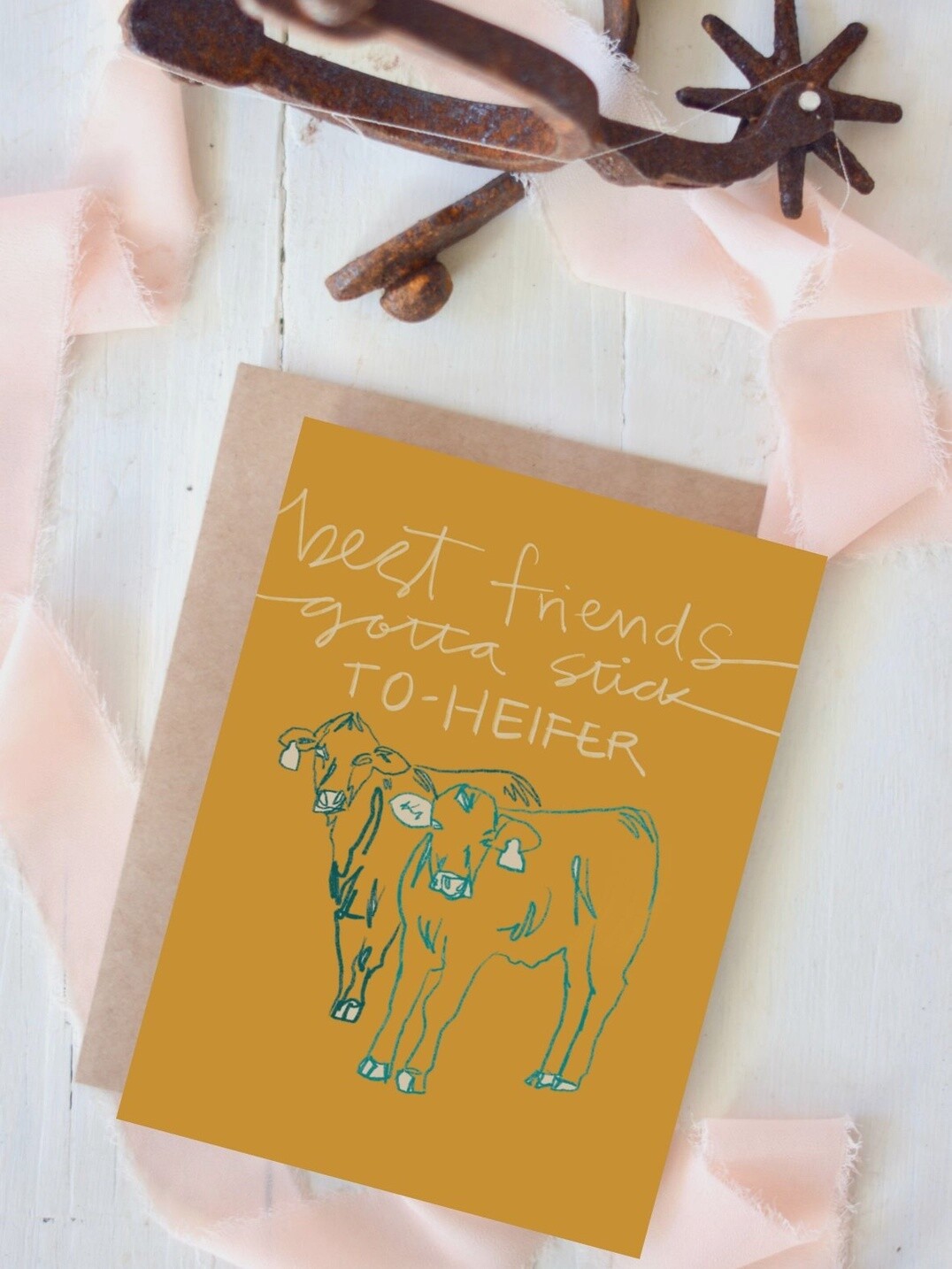 &quot;BEST FRIENDS&quot; COWS FRIENDSHIP WESTERN GREETING CARD