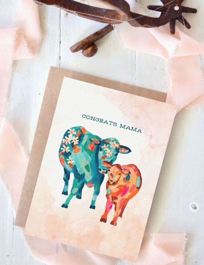 &quot;NEW MAMA&quot; WESTERN BABY SHOWER CARD