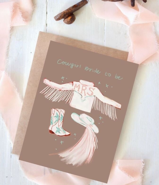COWGIRL &quot;BRIDE TO BE&quot; BRIDAL SHOWER WESTERN GREETING CARD