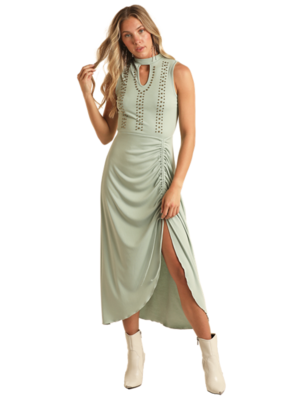 BWD0R03295 WOMEN&#39;S ROCK &amp; ROLL RIBBED MAXI DRESS