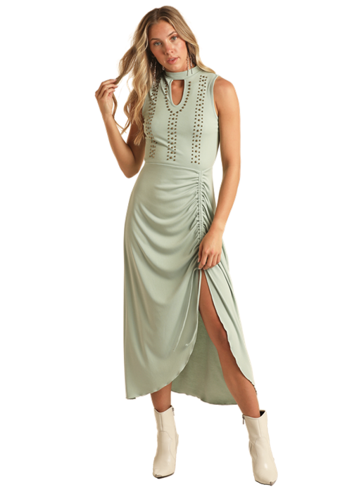 BWD0R03295 WOMEN&#39;S ROCK &amp; ROLL RIBBED MAXI DRESS