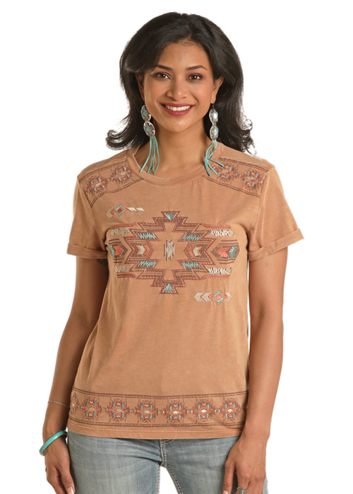 LW21T03432 WOMEN&#39;S ROCK &amp; ROLL AZTEC GRAPHIC S/S TEE