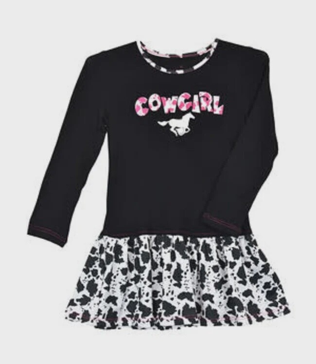 836273 TODDLER GIRLS COWGIRL HARDWARE COWGIRL HORSE LONG SLEEVE DRESS