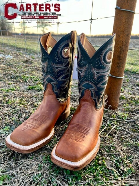 BR740 MEN&#39;S JUSTIN BENT RAIL 11&quot; BLACK SHAFT / COPPER BROWN SQUARE TOE WESTERN BOOT