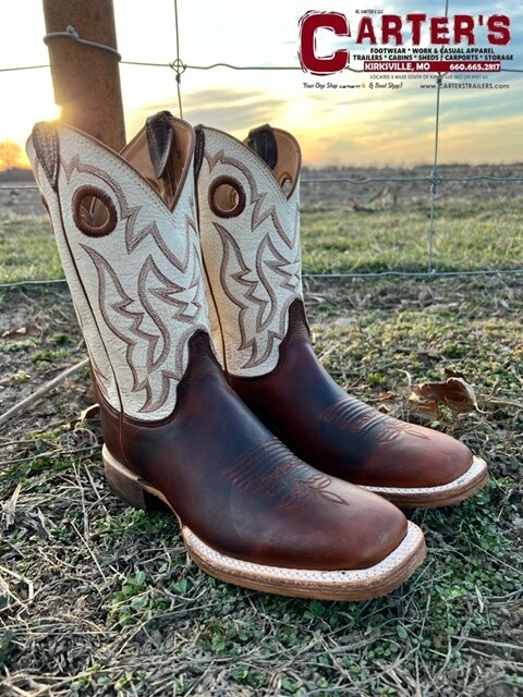 BR776 MEN'S JUSTIN BENT RAIL BONE WHITE COWHIDE SHAFT / CADDO CAGNAC SQUARE TOE WESTERN BOOT