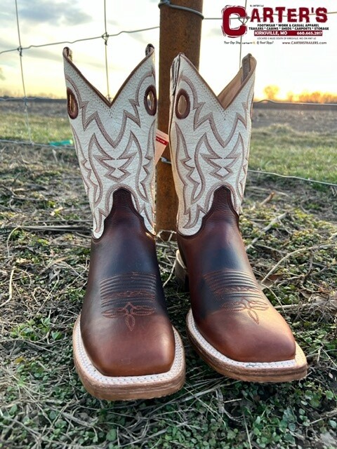BR776 MEN&#39;S JUSTIN BENT RAIL BONE WHITE COWHIDE SHAFT / CADDO CAGNAC SQUARE TOE WESTERN BOOT