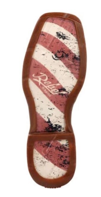 DB5554 MEN'S DURANGO 11" PATRIOTIC FLAG / BROWN SQUARE-TOE WESTERN BOOT - REBEL™ BY DURANGO®