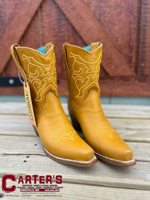 Z5114 WOMEN&#39;S CORRAL MUSTARD EMBROIDERY ANKLE BOOT