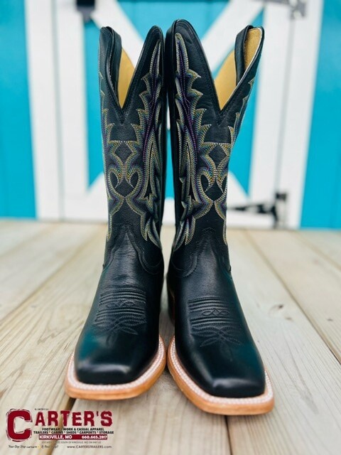 SA2102 WOMEN'S TONY LAMA ESTRELLA BLACK COWHIDE SQUARE-TOE WESTERN BOOT