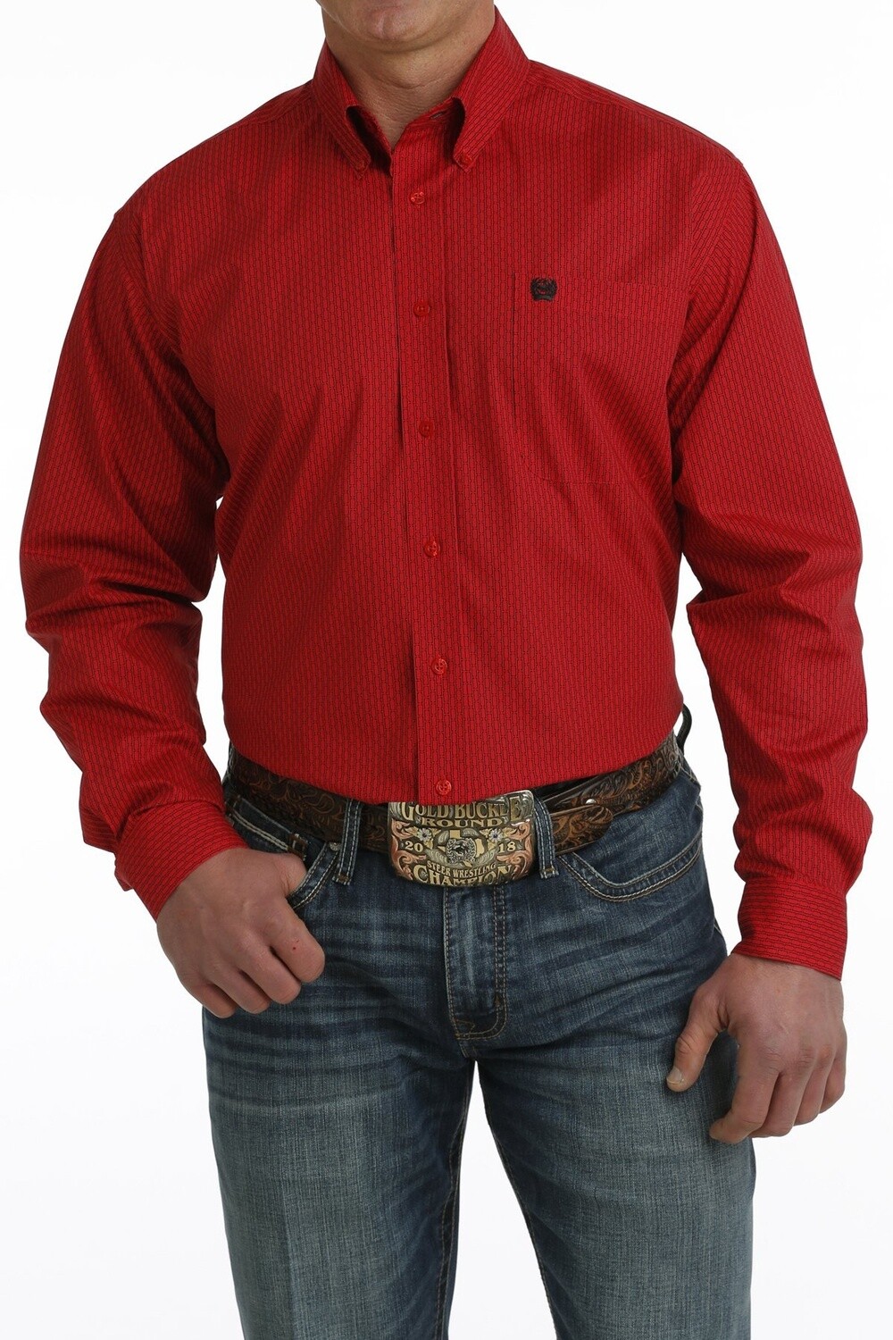 MTW1105729 MEN&#39;S CINCH LONG-SLEEVE RED PRINT WESTERN SHIRT