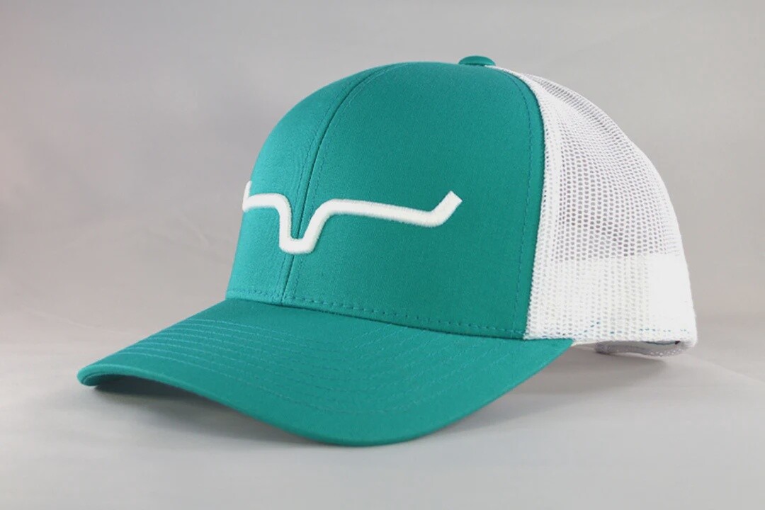 KIMES RANCH WEEKLY TEAL/WHITE SNAPBACK TRUCKER HAT