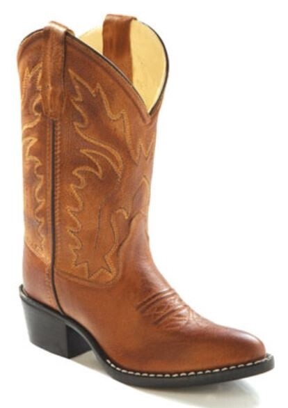 8129 KID&#39;S OLD WEST TAN CANYON CLASSIC R-TOE WESTERN BOOT