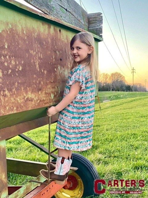 BGD1R03879 GIRL&#39;S ROCK &amp; ROLL AZTEC PRINT T-SHIRT DRESS
