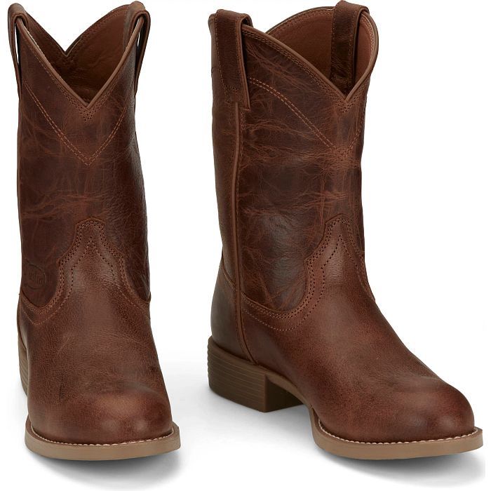 SE7501 MEN&#39;S JUSTIN 11&quot; KILGORE HICKORY BROWN WATER BUFFALO ROUND TOE WESTERN BOOT