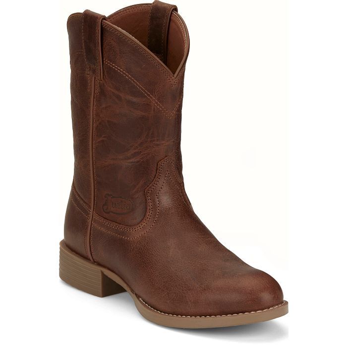 SE7501 MEN'S JUSTIN 11" KILGORE HICKORY BROWN WATER BUFFALO ROUND TOE WESTERN BOOT