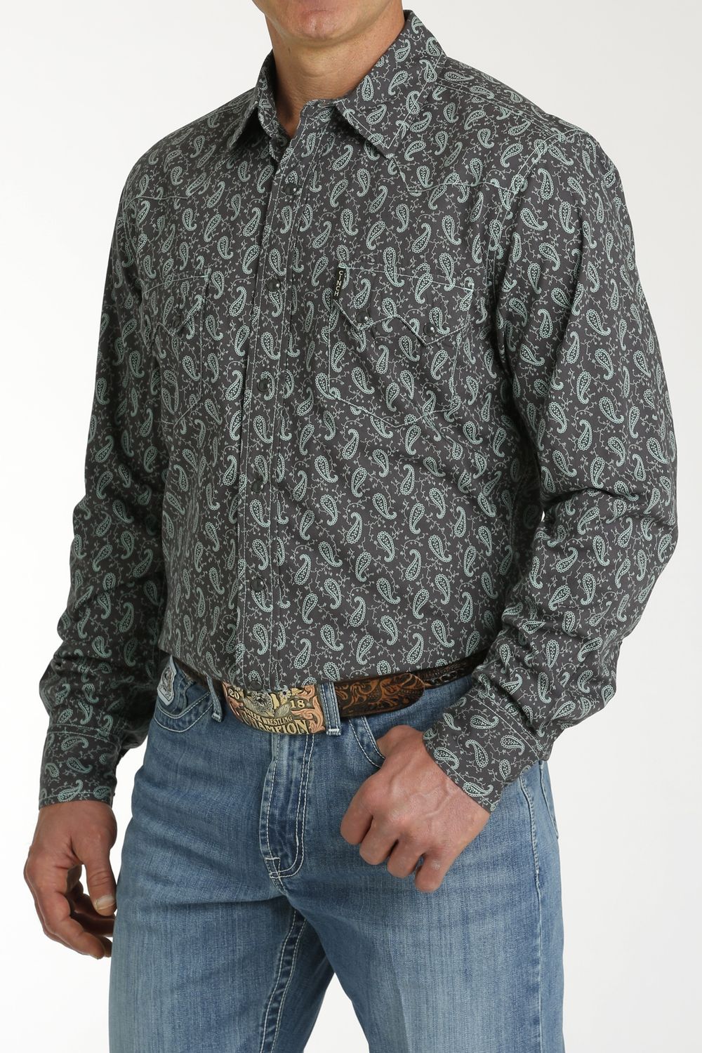 MTW1301074 MEN&#39;S CINCH PAISLEY MODERN FIT LONG-SLEEVE WESTERN SNAP SHIRT