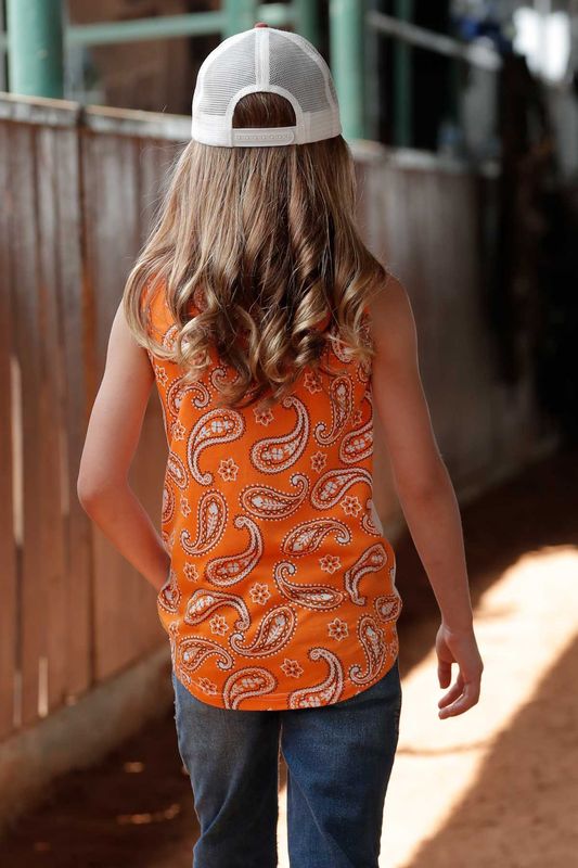CTK8790002 GIRL'S CRUEL GIRL CREAM &amp; ORANGE PAISLEY PIGGY TANK