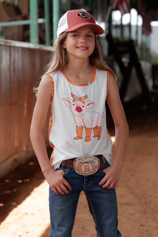 CTK8790002 GIRL&#39;S CRUEL GIRL CREAM &amp; ORANGE PAISLEY PIGGY TANK