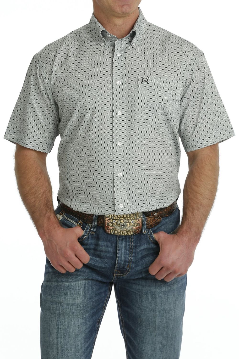 MTW1704127 MEN&#39;S CINCH SHORT-SLEEVE ARENAFLEX PRINTED WESTERN SHIRT
