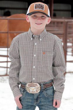 MTW7060331 BOY&#39;S CINCH LONG-SLEEVE PRINT BUTTON DOWN WESTERN SHIRT