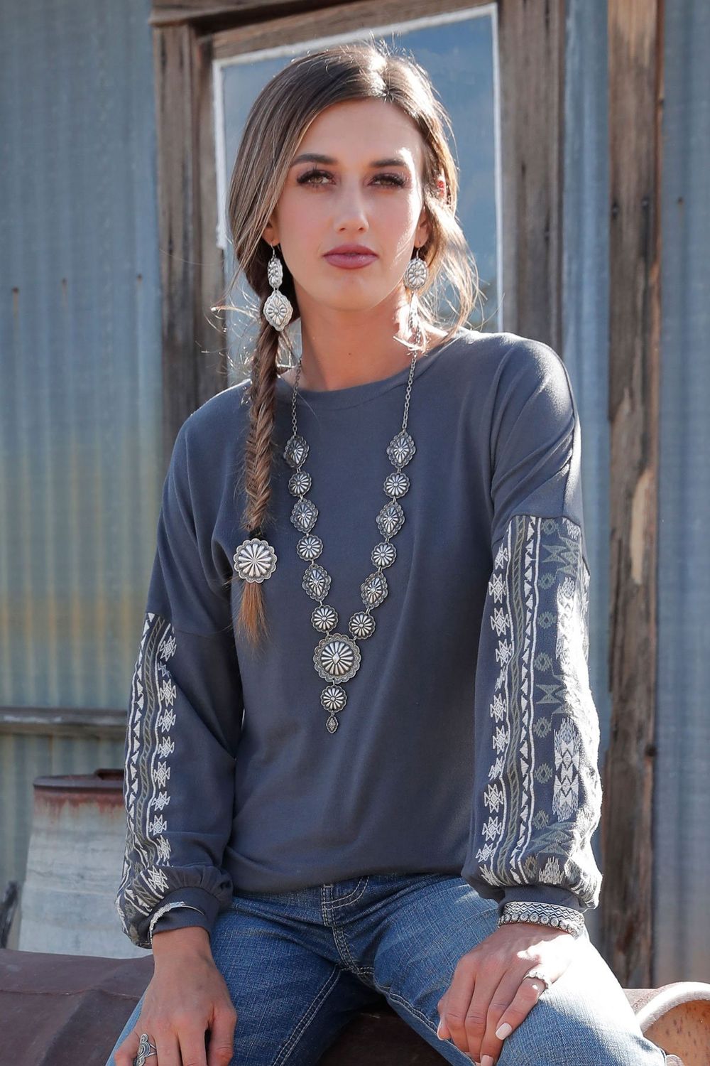 CTK7458002 WOMEN&#39;S CRUEL GIRL GRAY LONG-SLEEVE SWEATER