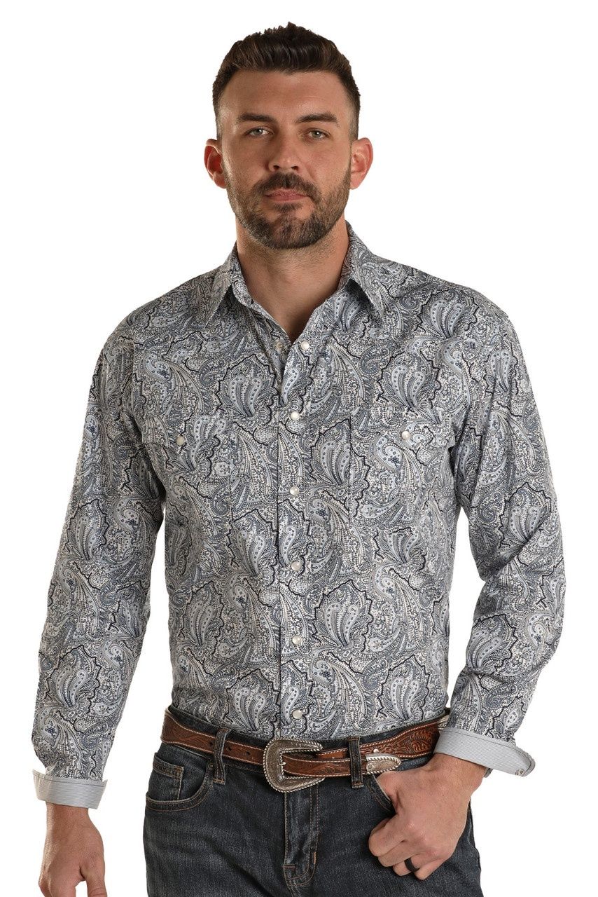 RMB2S02210 MEN&#39;S PANHANDLE ROUGH STOCK L/S BUTTON DOWN WESTERN SHIRT