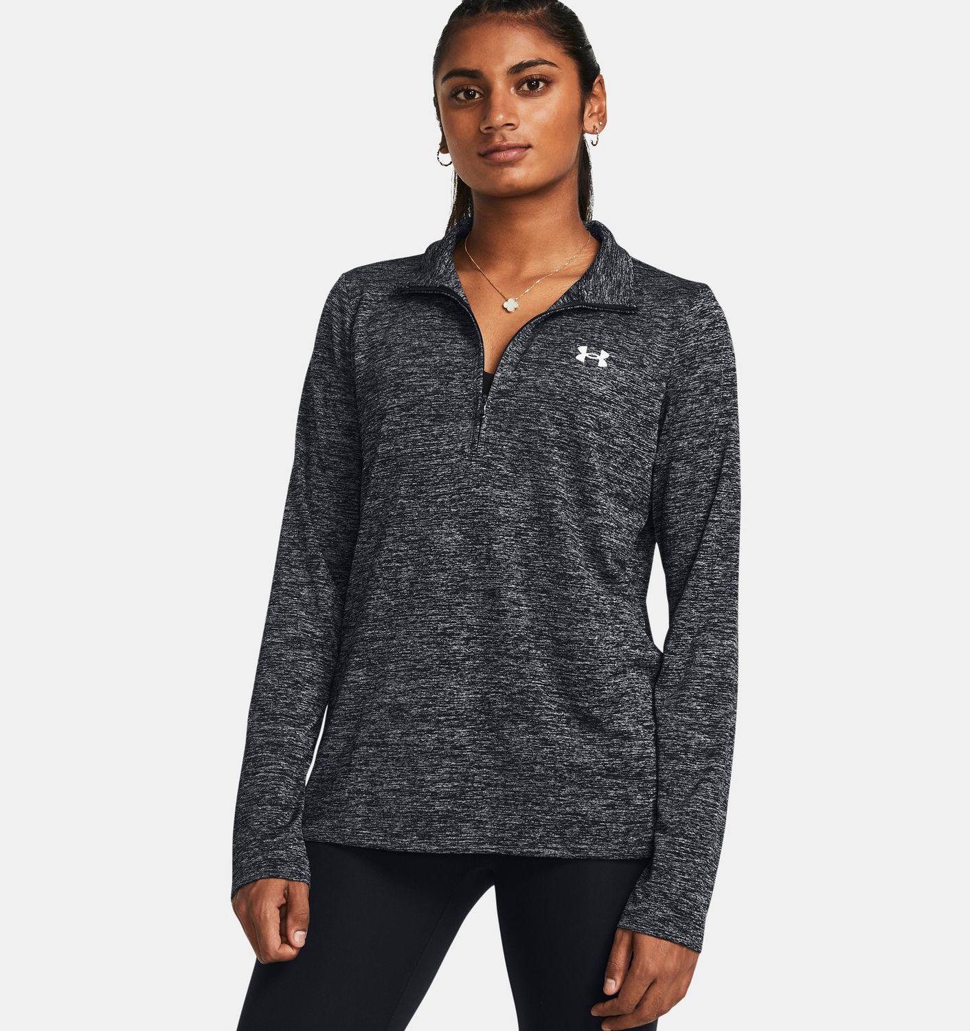 1384225-001 WOMEN&#39;S UNDER ARMOUR TECH™ TWIST ½ ZIP - BLACK