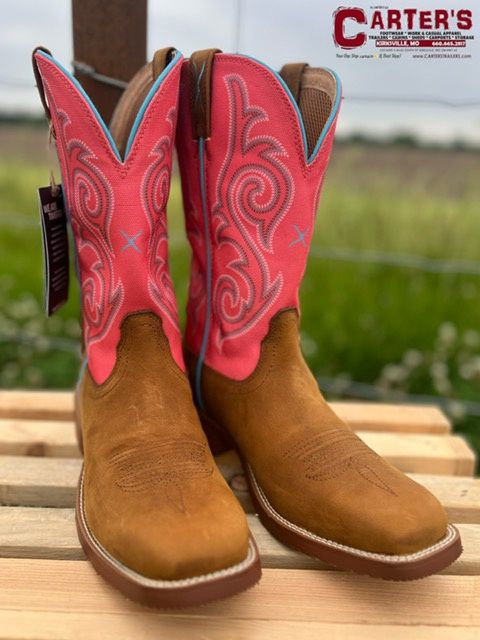 WXTR012 WOMEN'S TWISTED X 11" SALMON SHAFT &amp; DISTRESSED SADDLE SQUARE-TOE WESTERN BOOT