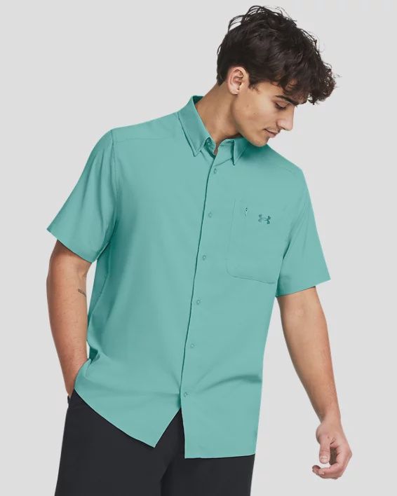 1369306-482 MEN&#39;S UNDER ARMOUR SHORT-SLEEVE DRIFT TIDE 2.0 BUTTON SHIRT - GREEN