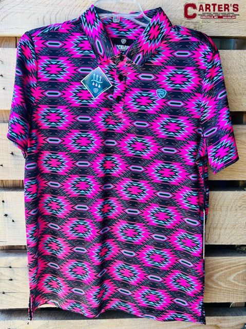 BM51T03969 MEN&#39;S ROCK &amp; ROLL AZTEC PRINTED POLO SHIRT