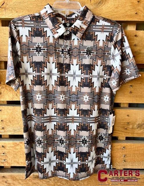 BM51T03973 MEN&#39;S ROCK &amp; ROLL AZTEC PRINTED POLO SHIRT