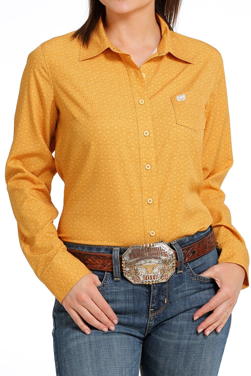 MSW9163016 WOMEN&#39;S CINCH L/S GOLD BUTTON-DOWN ARENAFLEX