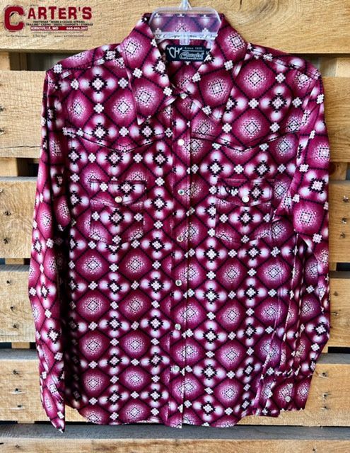 225579-120 WOMEN&#39;S COWGIRL HARDWARE DIAMOND AZTEC L/S AGGIE SNAP DOWN