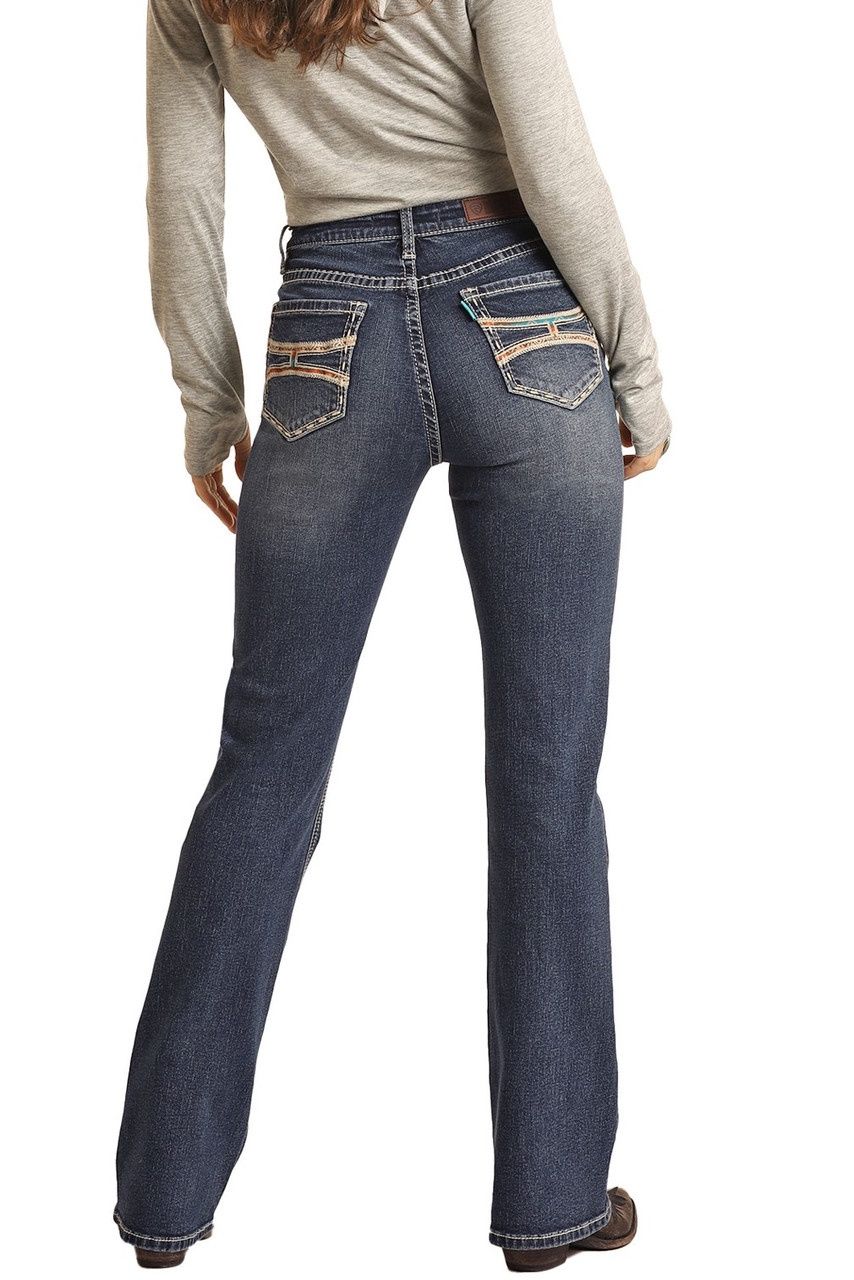 HW4HD03132 WOMEN&#39;S HOOEY AZTEC HIGH RISE BOOTCUT JEAN