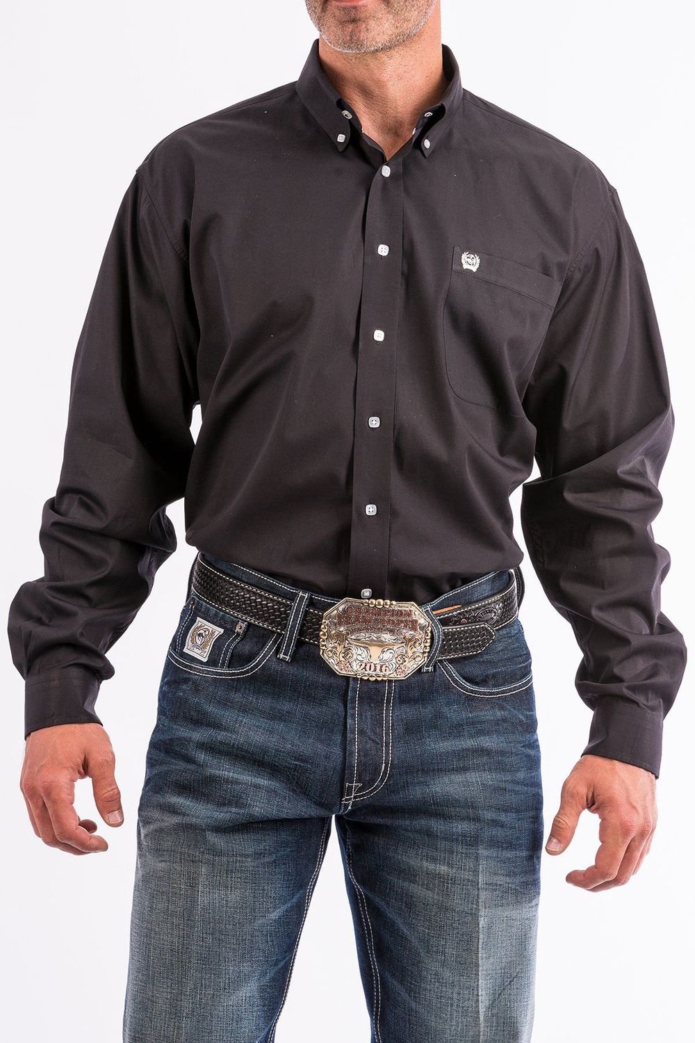 MT10320083 MEN&#39;S CINCH LONG-SLEEVE SOLID BLACK BUTTON-DOWN WESTERN SHIRT