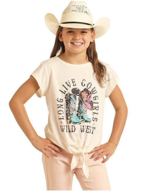 BG21T04363 GIRL&#39;S ROCK &amp; ROLL SHORT-SLEEVE GRAPHIC TEE WITH TIE