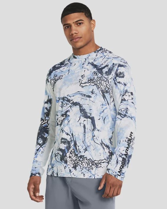 1383573-475 MEN&#39;S UNDER ARMOUR ISO-CHILL SHOREBREAK CAMO LONG-SLEEVE TEE - BLUE