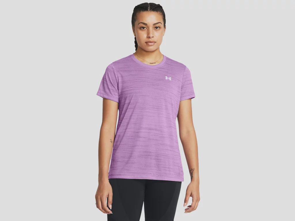 1384222-560 WOMEN&#39;S UNDER ARMOUR TECH TIGER S/S TEE - PURPLE