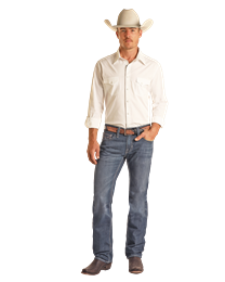BMSPD02494 MEN&#39;S ROCK &amp; ROLL DARK VINTAGE PISTOL STACKABLE JEAN
