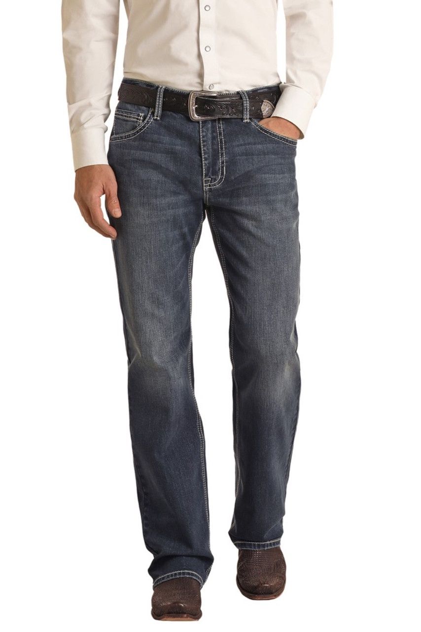 VM0SD03136 MEN&#39;S ROCK &amp; ROLL DARK VINTAGE DOUBLE BARREL  RELAXED STRAIGHT JEAN