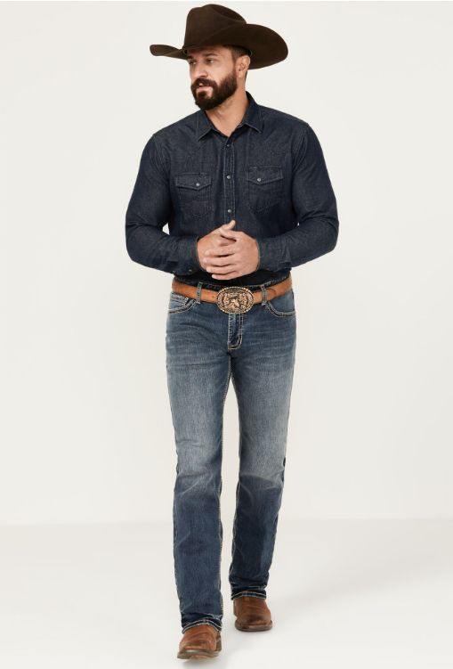 VM1RD03139 MEN&#39;S ROCK &amp; ROLL VINTAGE TWO-TONE STITCH REVOLVER STRAIGHT LEG JEAN