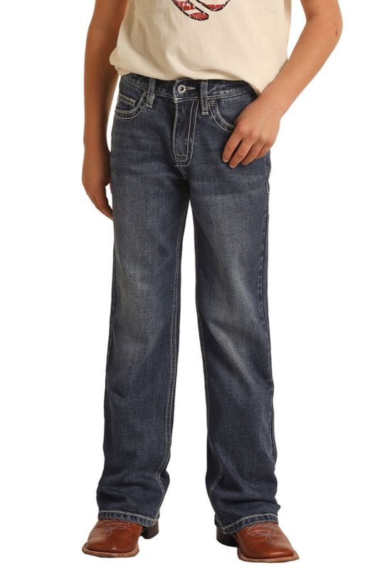 HB0BD03080 BOY'S HOOEY BY ROCK &amp; ROLL RAISED DENIM BOOTCUT JEAN
