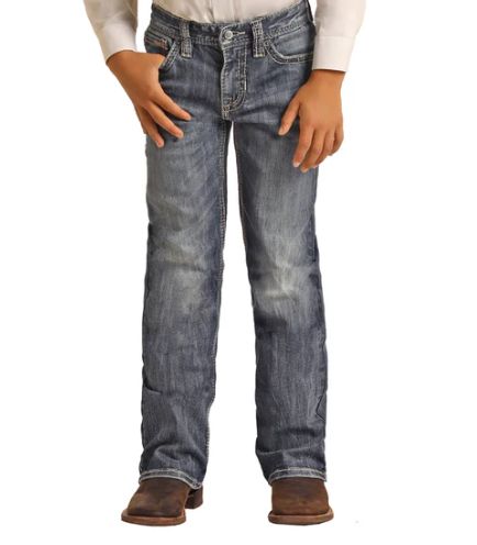 RRBD0BRYWJ BOY&#39;S ROCK&amp;ROLL REGULAR FIT BOOTCUT JEANS