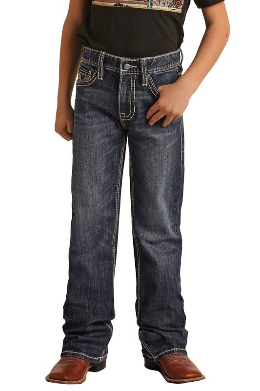BB0BD03127 BOY'S ROCK &amp; ROLL TWOTONE ROPE STITCH BOOTCUT JEAN