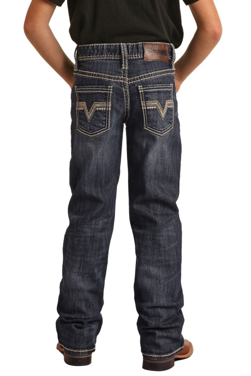 BB0BD03127 BOY&#39;S ROCK &amp; ROLL TWOTONE ROPE STITCH BOOTCUT JEAN